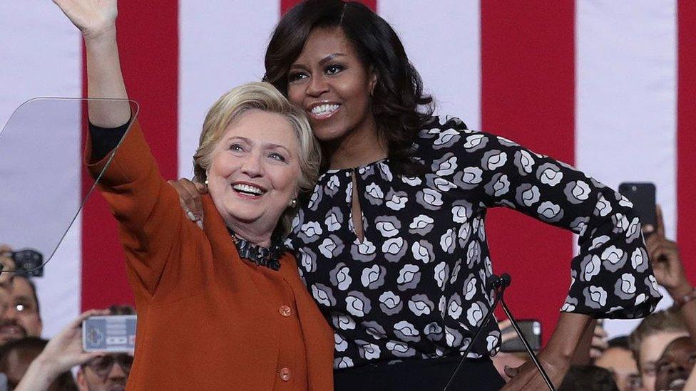 ABD'nin ilk kadın başkan adayı Hillary Clinton ve Michelle Obama