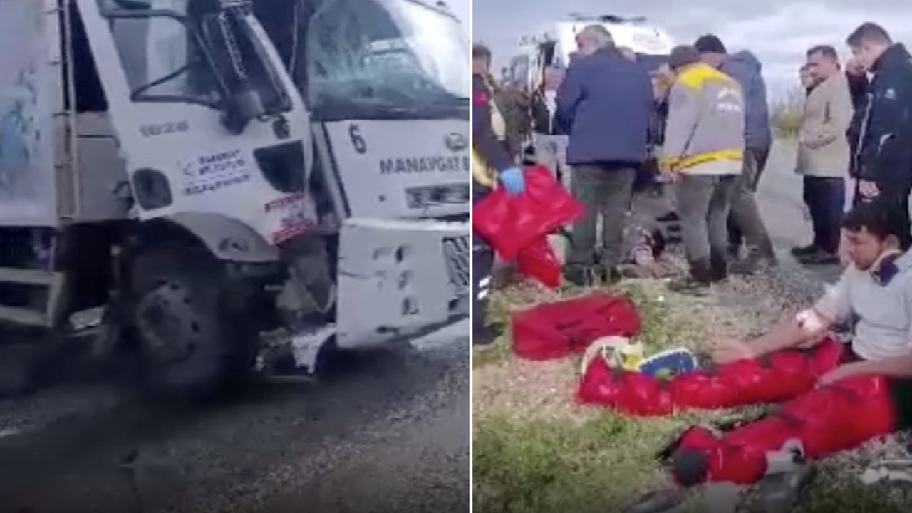 Manavgat’ta belediye araçları çarpıştı