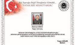 MSB duyurdu: Uzman Çavuş Mehmet Kökçü şehit oldu