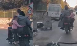 2 kişilik motosiklete 5 kişi bindiler