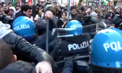 İtalya'da Filistin'e destek yürüyüşünde göstericilerle polis arasında arbede çıktı