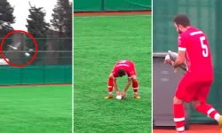 Amatör maçta martıya top çarptı: Futbolcular sahada kalp masajı yaptı!