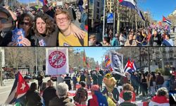 Barcelona'da yüzlerce kişi Küba'ya destek için yürüdü