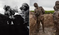 Atatürk'ün Çanakkale Savaşı'nda siperde çekilen fotoğrafı, aynı yerde yapılan anıtla ölümsüzleştirildi