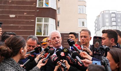 İstanbul Valisi Gül, Beylikdüzü'nde patlamanın yaşandığı binada incelemede bulundu: