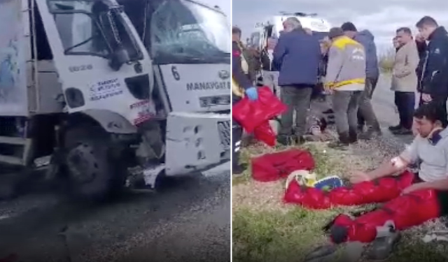 Manavgat’ta belediye araçları çarpıştı