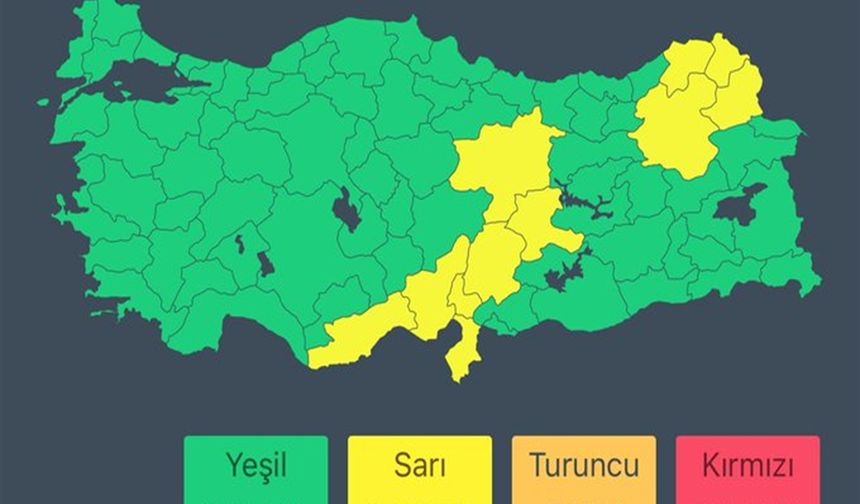 İçişleri Bakanlığı duyurdu; 11 kent için 'sarı' kodlu uyarı