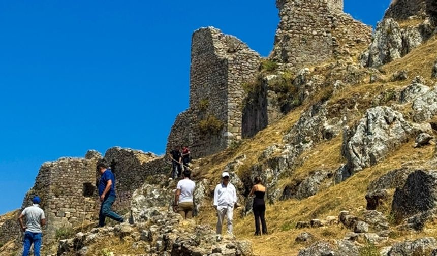 Fethiye Kalesi kazı alanındaki otluk alanda çıkan yangın söndürüldü