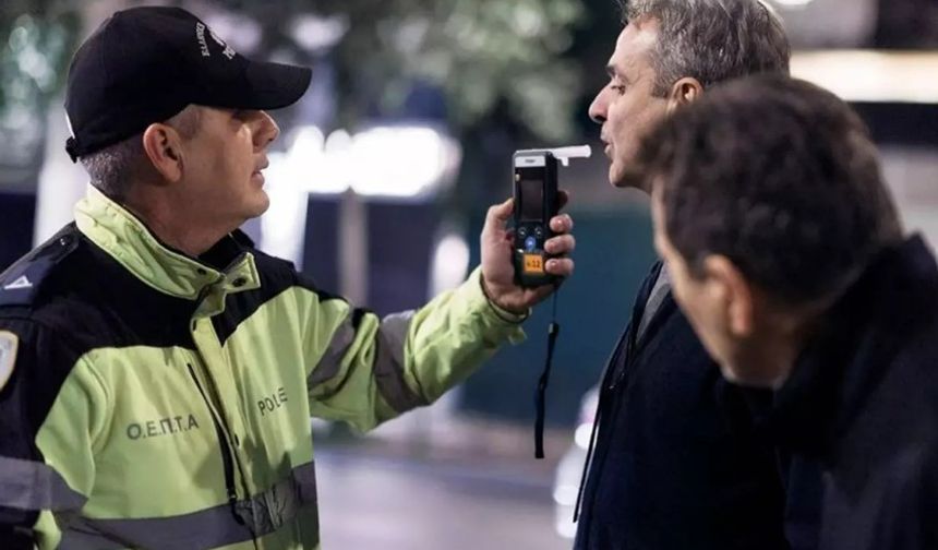 Yunanistan'da polisler Başbakan Miçotakis'e alkolmetre üfletti