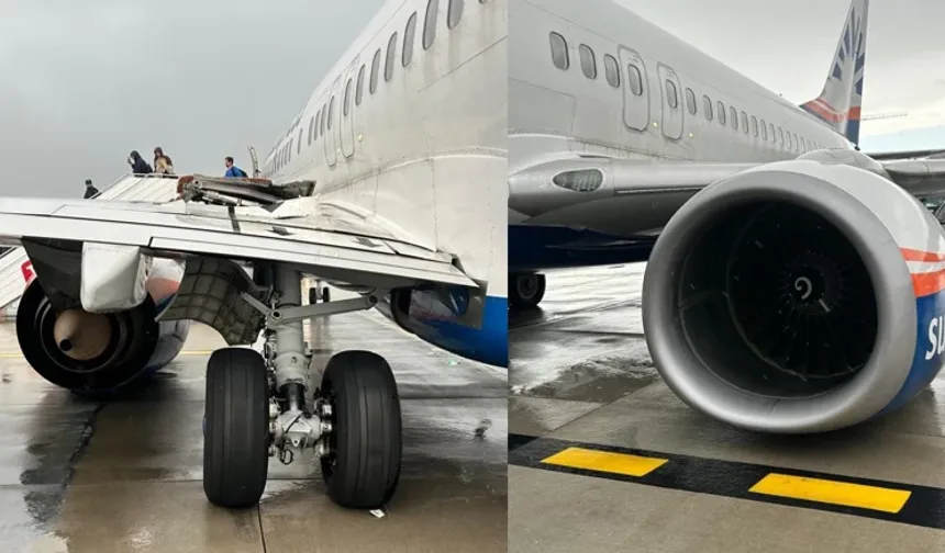 Antalya Havalimanında kazadan dönülen anlar: Uçağın tekeri patladı!